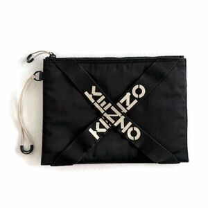 Kenzo Black Cross Logo Clutch/Toiletry Pouch